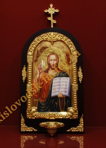Икона  Иисуса Христа с лампадой h600